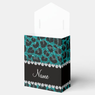 Det anpassade namnet "smart aqua glitter leopard" presentaskar