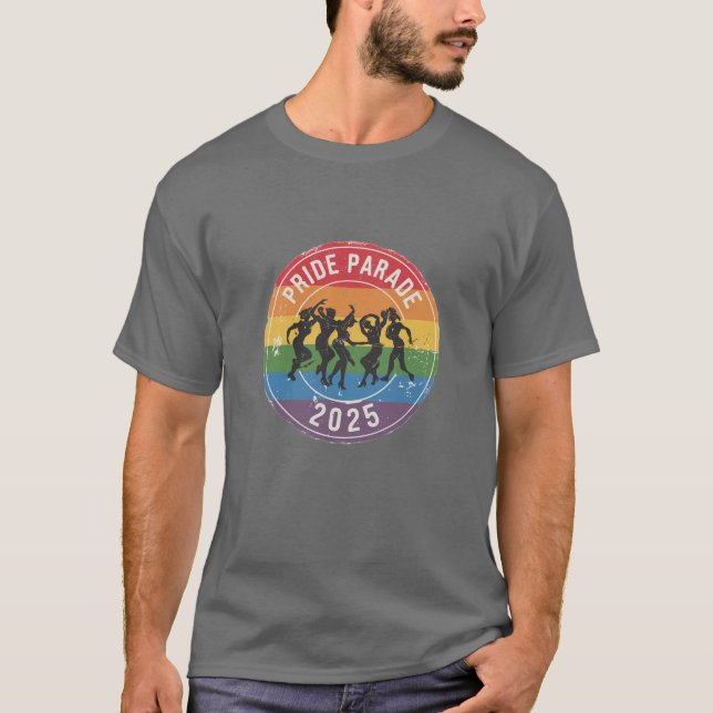 Det ansträngda Pridet Parad Dancing Figurer T Shirt (Framsida)