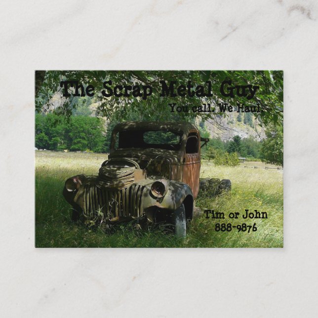 Det antika fordon skrotar metallaffärer visitkort (Framsida)