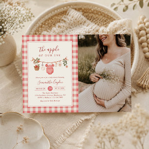 Det Äpple Vårt Öga Klädstreck Baby Shower Foto Inbjudningar