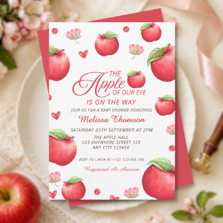 Det Äpple Vårt Öga Röda Rosa Blommig Barnkalas Inbjudningar