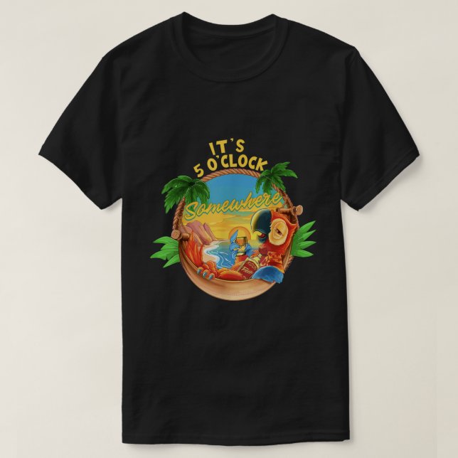 Det är 5.00 nånstans där Parrot dricker sommar V T Shirt (Design framsida)