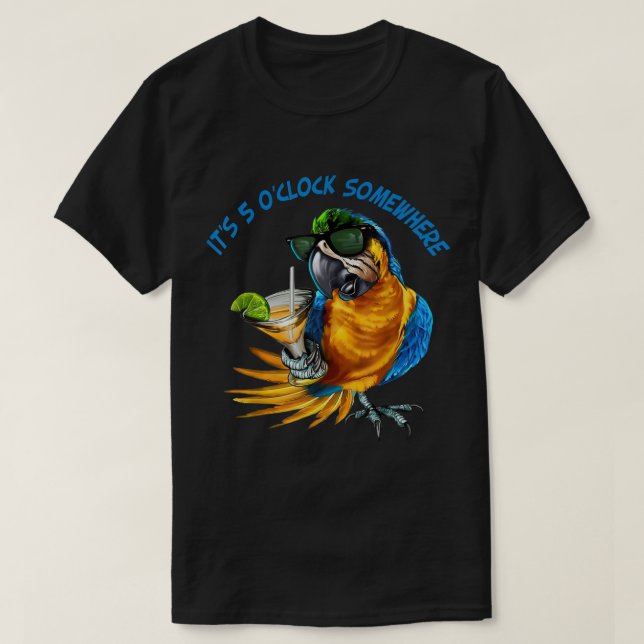 Det är 5.00 på något ställe som dricker papegoja t shirt (Design framsida)