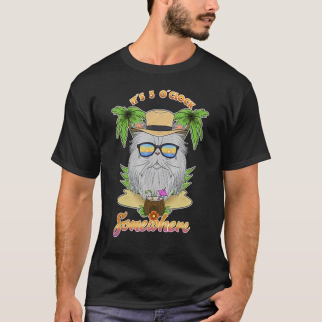 Det är 5 oClock nånstans som dricker persiskt katt T Shirt (Framsida)