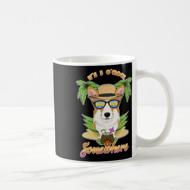 Det är 5 på någonstans dricker Welsh Corgi Kaffemugg (Höger)