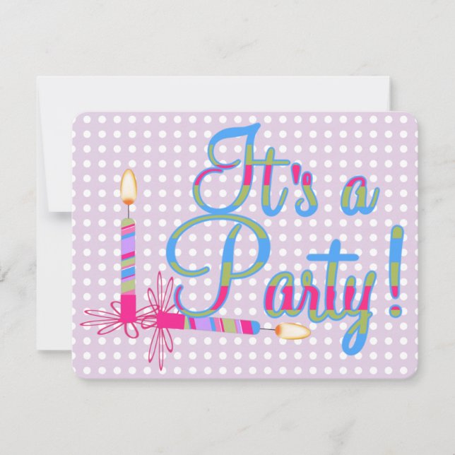 Det är A Party i Lila Inbjudningar (Framsida)
