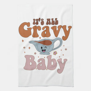 Det är Allt Gravy Baby Retro Höst Thanksgiving Mid Kökshandduk