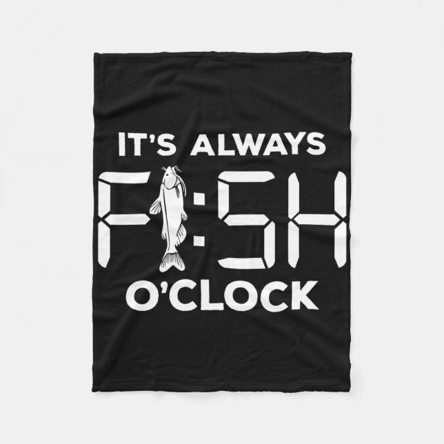Det är alltid fisk klockan rolig fiske  fleecefilt (Framsidan)