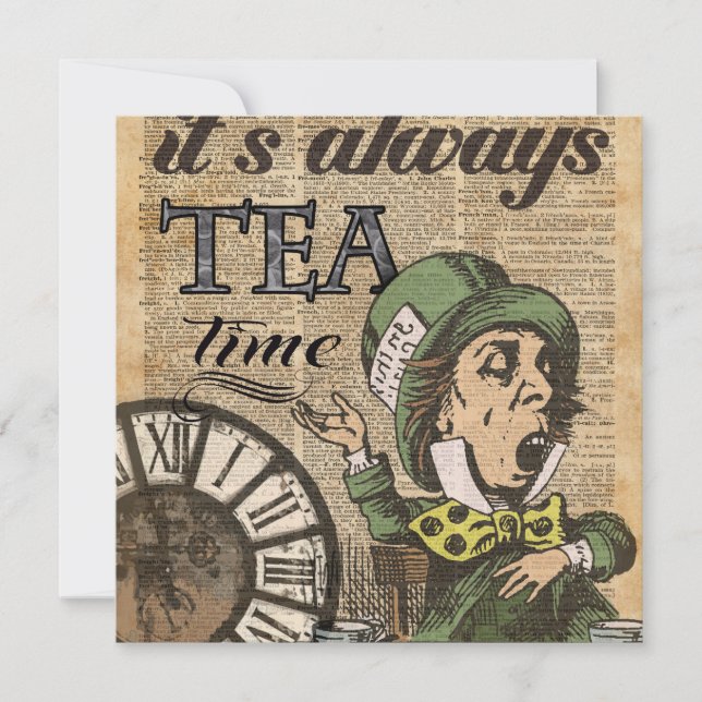 "Det är alltid tetid" Mad Hatter Dictionary Art (Framsida)