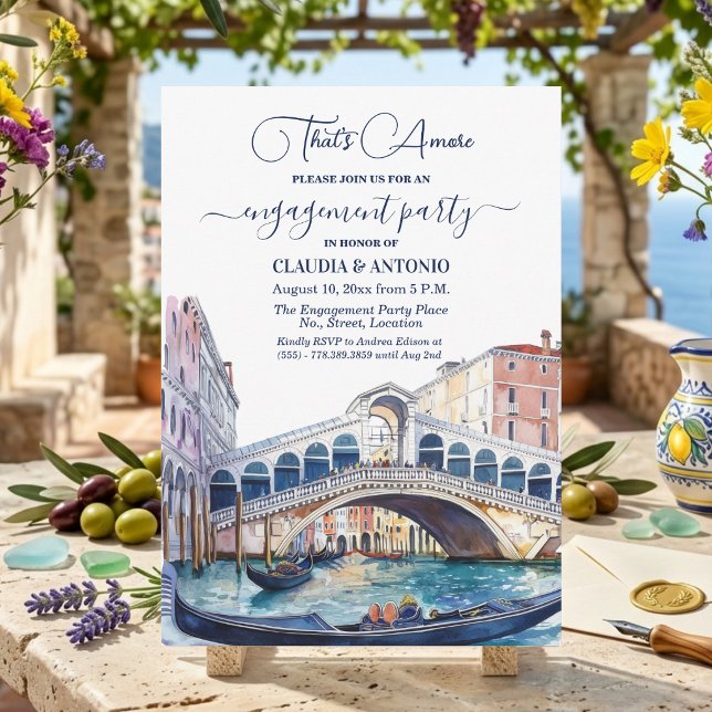 Det är Amore Akvarell Förlovningsfest i Venedig Inbjudningar (Skapare uppladdad)