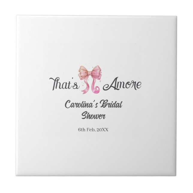 det är amore bröllopsdusche rosa retro bow boho na kakelplatta (Framsidan)