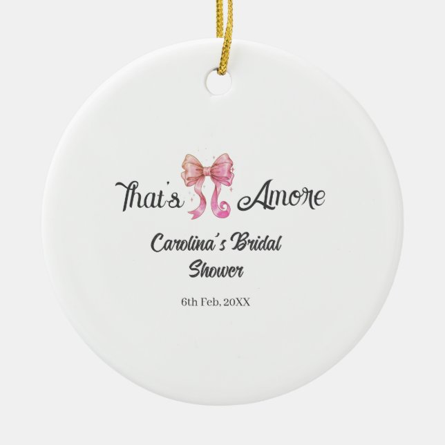 det är amore bröllopsfest rosa retro bow boho namn julgransprydnad keramik (Framsidan)