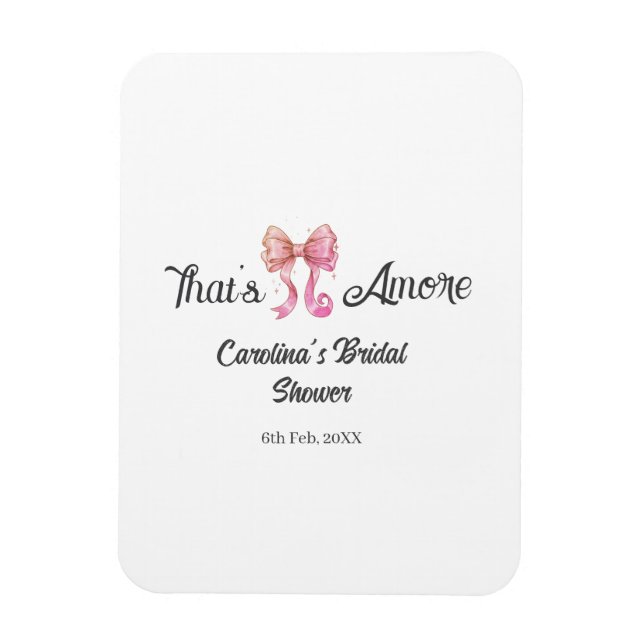 det är amore bröllopsfest rosa retro bow boho namn magnet (Vertikal)