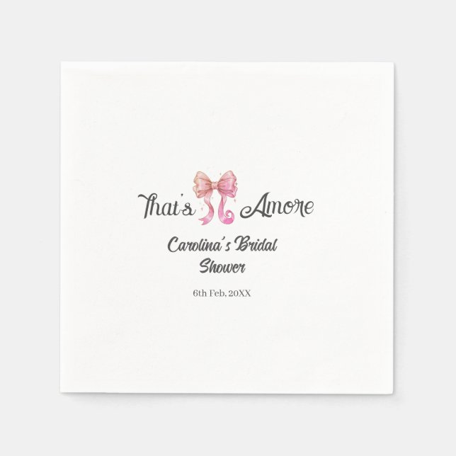 det är amore bröllopsfest rosa retro bow boho namn pappersservett (Framsidan)