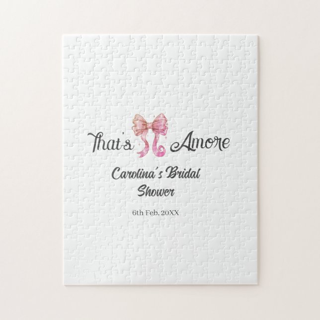 det är amore bröllopsfest rosa retro bow boho namn pussel (Vertikal)