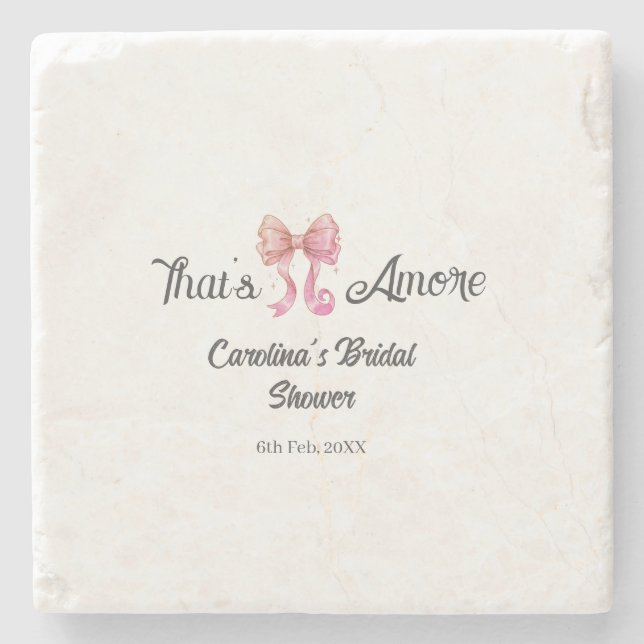 det är amore bröllopsfest rosa retro bow boho namn stenunderlägg (Framsidan)