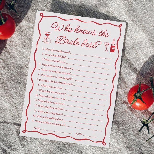 Det är Amore Bröllopsspelet - Vem Känner Bruden Bä Inbjudningar (Skapare uppladdad)