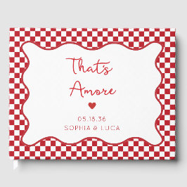 "Det är Amore" Chic Red Checkered Italy Bröllop Gästböcker