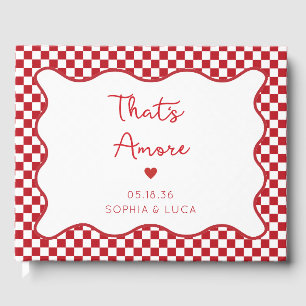 "Det är Amore" Chic Red Checkered Italy Bröllop Gästböcker