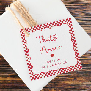 "Det är Amore" Chic Red Checkered Italy Bröllop Gåvor Etiketter