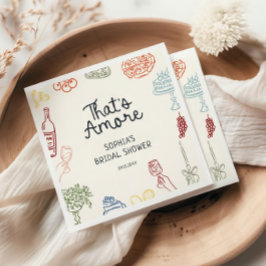 Det är Amore Färgrik Illustrerad Bröllopsdusch Pappersservett