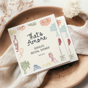 Det är Amore Färgrik Illustrerad Bröllopsdusch Pappersservett