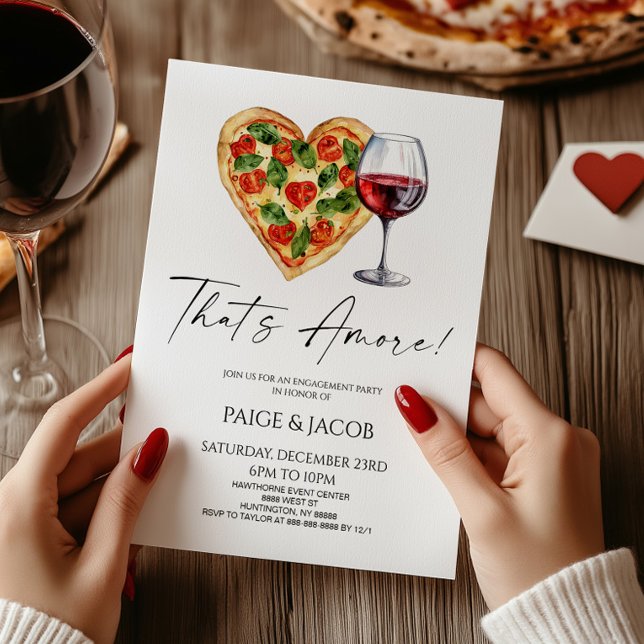 Det är Amore! Förlovningsfesten Pizza Vin Bröllop Inbjudningar (Skapare uppladdad)