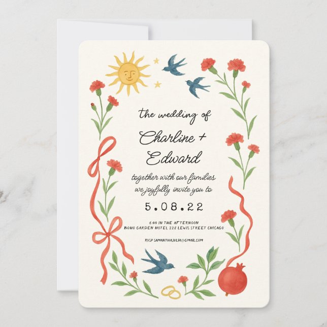 Det är Amore Funky Teckning Handwriter Bröllop Inbjudningar (Framsida)