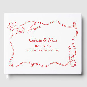 Det är Amore Hand-Drawn Italien Anpassningsbar Red Gästböcker