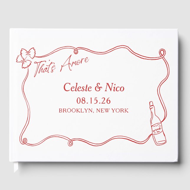 Det är Amore Hand-Drawn Italien Anpassningsbar Red Gästböcker (Framsida)