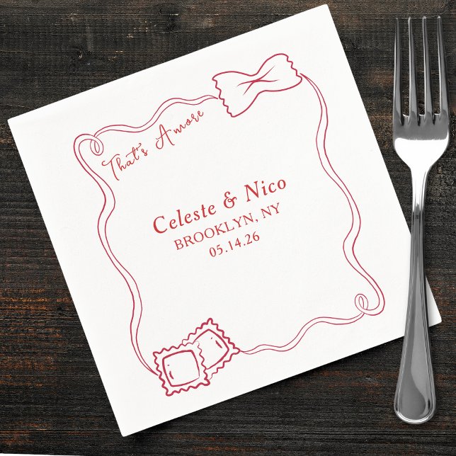 Det är Amore Hand plockade Pasta Red Italiana Bröl Pappersservett (Skapare uppladdad)