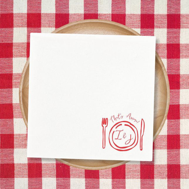 Det är Amore Handritade Italienska Par Brudskåp Pappersservett (That's Amore Hand Drawn Italian Couples Shower Napkins)