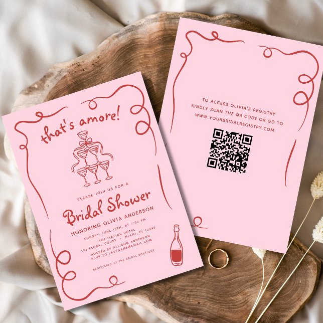Det är Amore Italiana Hand plockade Rosa Möhippa Inbjudningar (Skapare uppladdad)