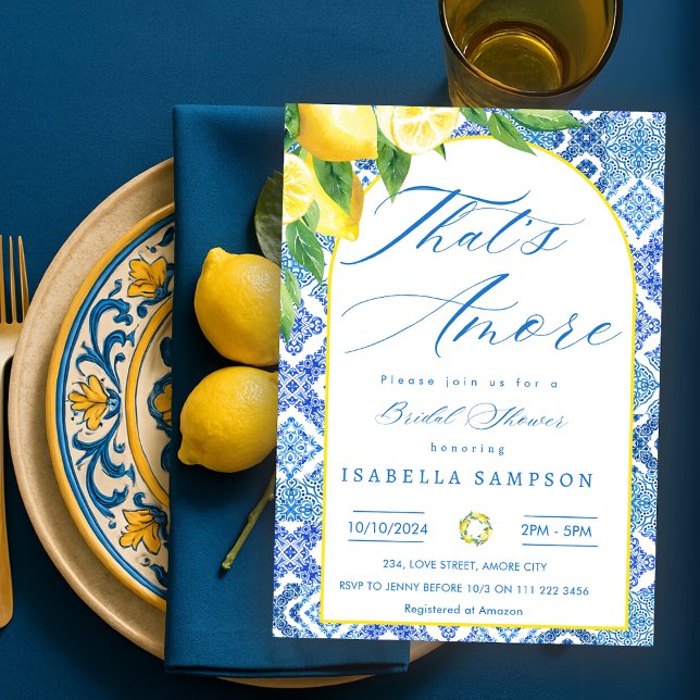 Det är Amore Italiana Inbjudningskort för möhippan (That's Amore Italian Bridal Shower Invitation)