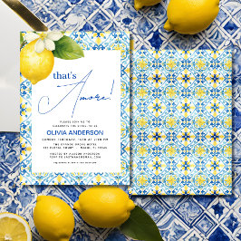 Det är Amore Italiana Lemon Blue Tile Möhippa Inbjudningar