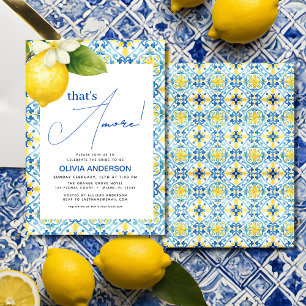 Det är Amore Italiana Lemon Blue Tile Möhippa Inbjudningar