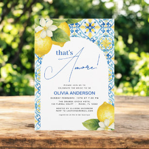 Det är Amore Italiana Lemon Blue Tile Möhippa Inbjudningar