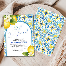 Det är Amore Italiana Lemon Blue Tile Möhippa Inbjudningar