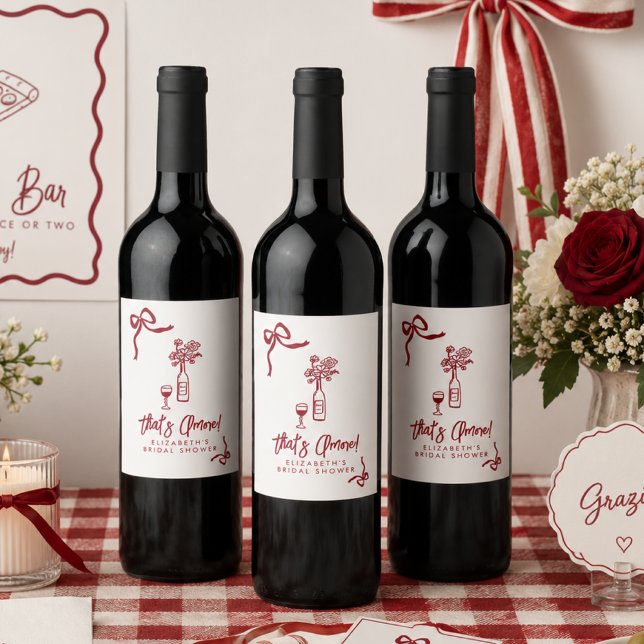 Det är Amore italiensk bröllopsdusch Vinflaska Etikett (That's Amore Wine Bottle Labels)