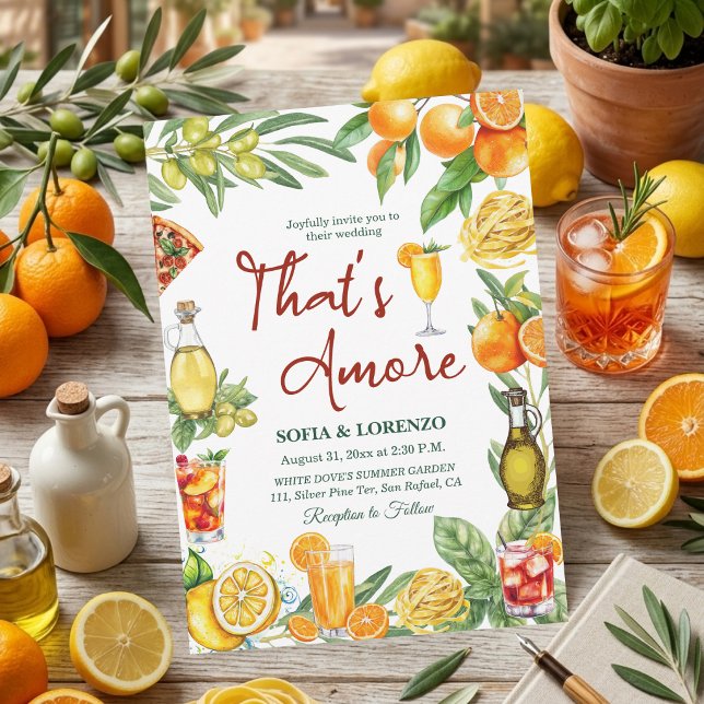 Det är Amore Italiensk Citrus Cocktail Bröllop  Inbjudningar (Skapare uppladdad)