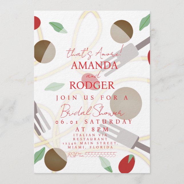 Det är Amore Italiensk Pasta Bröllop Inbjudningar (Framsida)