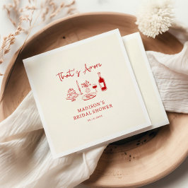 Det är Amore Italiensk Röd Handritad Bröllopsdusch Pappersservett