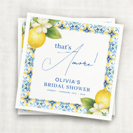 Det är Amore Italienska Citron Blå Kakel Bröllopsd Pappersservett