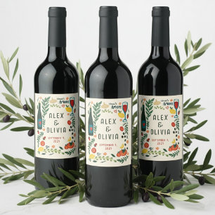 Det är Amore Italienska mat Anpassad bröllopsfavor Vinflaska Etikett