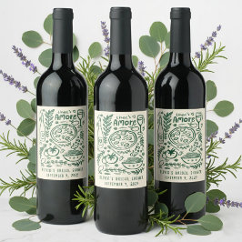 Det är Amore Italienska Mat Anpassad Bröllopsfest  Vinflaska Etikett