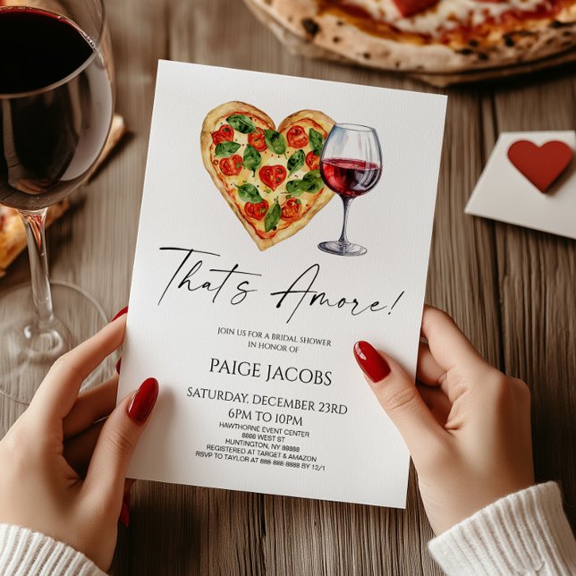 Det är Amore! Italienska Möhippan Pizza Vin Inbjudningar (Skapare uppladdad)