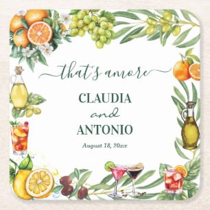Det är Amore italienskt citrusbröllop Underlägg Papper Kvadrat