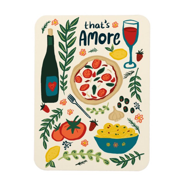 Det är Amore Italy Food Kärlek Whimsical Pizza Magnet (Vertikal)