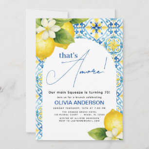 Det är Amore Italy Lemon Blue Tile Birthday Inbjudningar