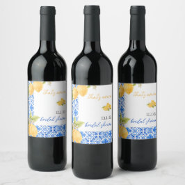 Det är amore | Mediterrenea citron bröllopsdusch Vinflaska Etikett